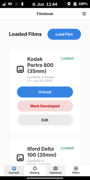 Screenshot of Filmbook on the PinePhone Pro