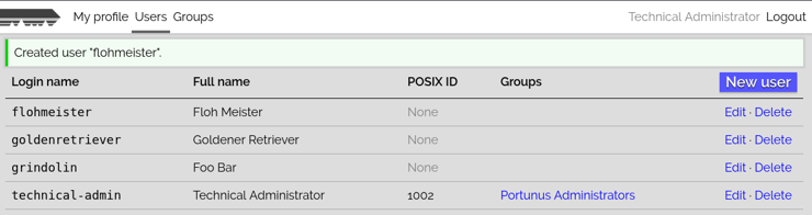 a screenshot of a list of LDAP users